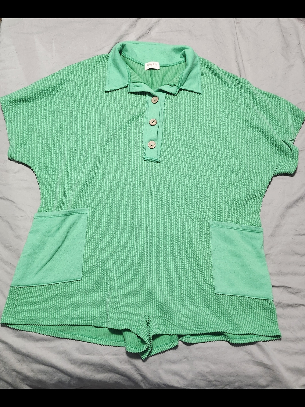 Mint Green Knit One Piece with Front Pockets
